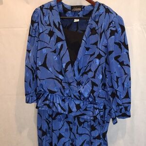 Alexis Fashions Cocktail Dress | Long Sleeve Blue And Black | Size 17/18